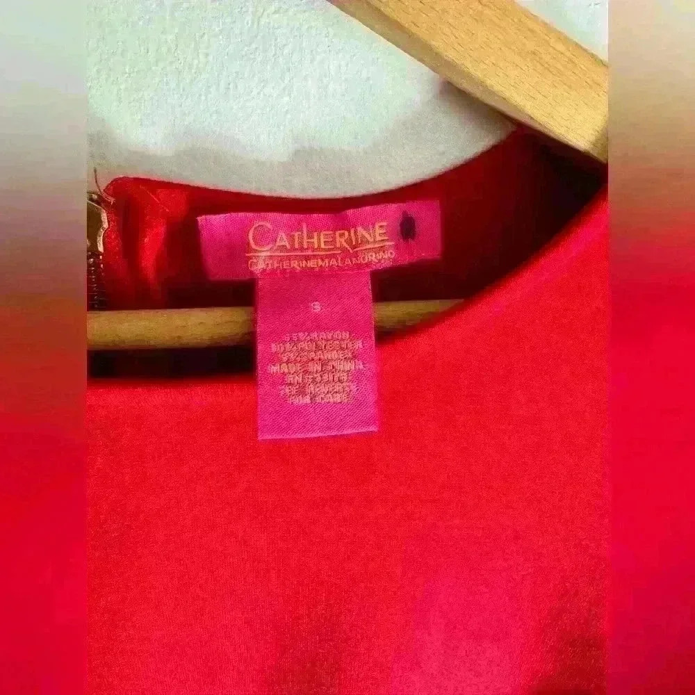 Catherine Malandrino Red Zip Back Top Shirt Blouse Unique Size Small - Picture 8 of 13